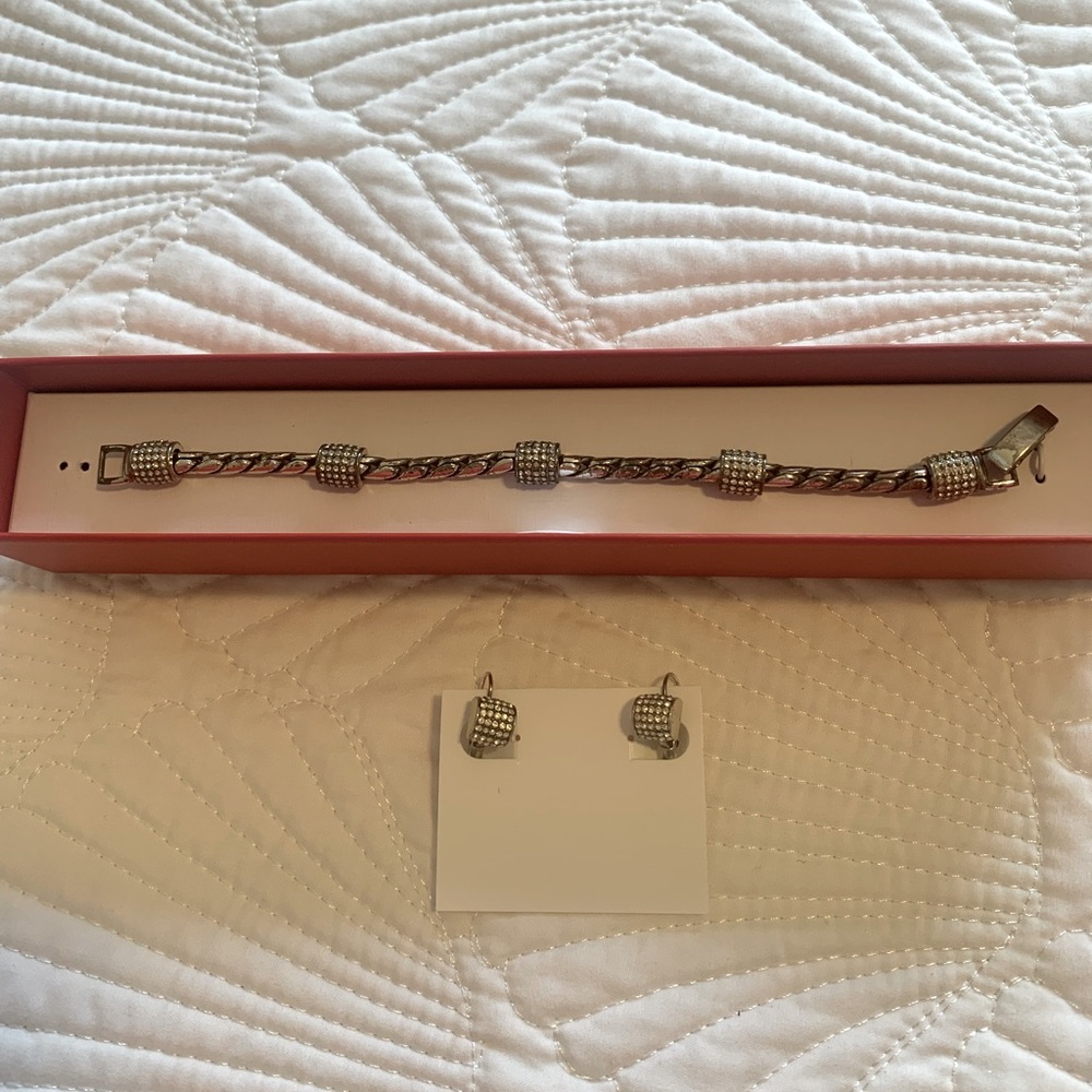 Brighton Crystal Silver Bracelet and Earring Set